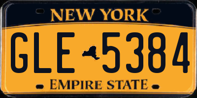 NY license plate GLE5384