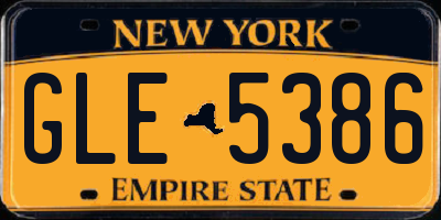 NY license plate GLE5386