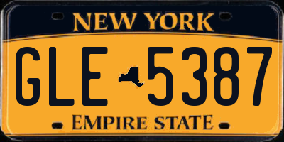 NY license plate GLE5387