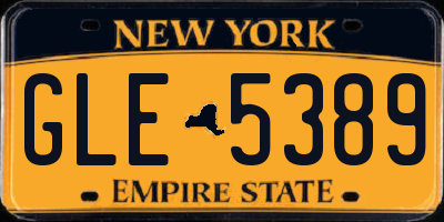 NY license plate GLE5389