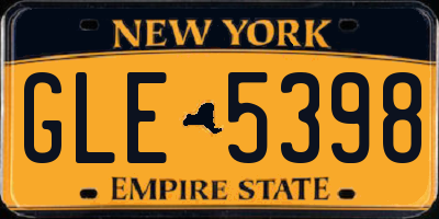 NY license plate GLE5398