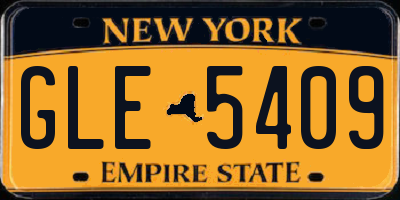 NY license plate GLE5409