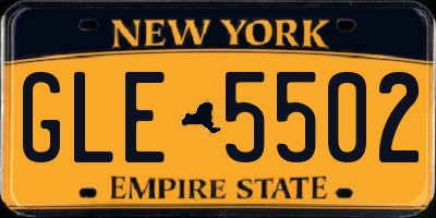 NY license plate GLE5502