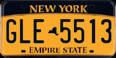 NY license plate GLE5513