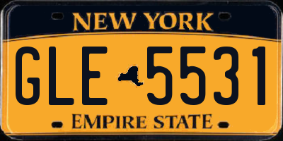 NY license plate GLE5531