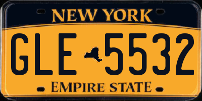 NY license plate GLE5532