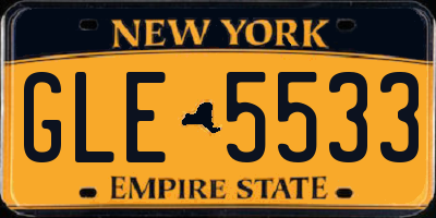 NY license plate GLE5533