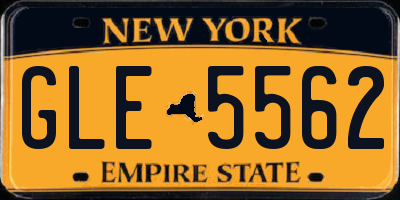NY license plate GLE5562