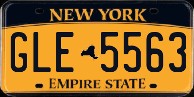 NY license plate GLE5563