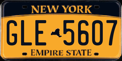 NY license plate GLE5607