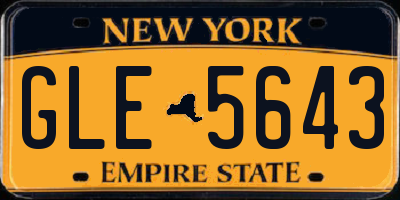 NY license plate GLE5643