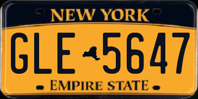 NY license plate GLE5647