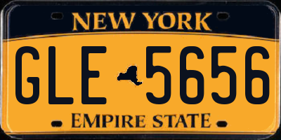 NY license plate GLE5656