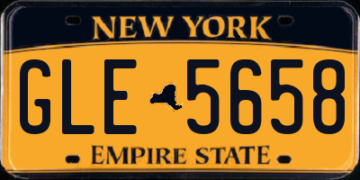 NY license plate GLE5658
