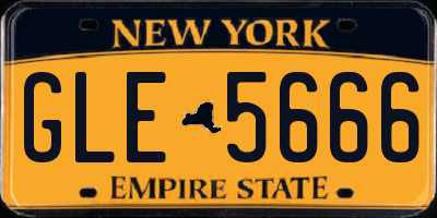 NY license plate GLE5666