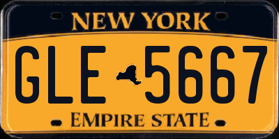 NY license plate GLE5667