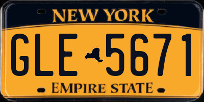 NY license plate GLE5671