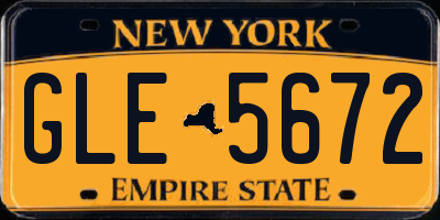NY license plate GLE5672