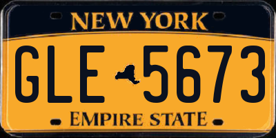 NY license plate GLE5673