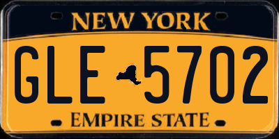 NY license plate GLE5702