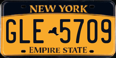 NY license plate GLE5709