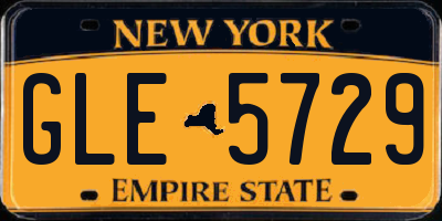 NY license plate GLE5729