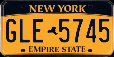 NY license plate GLE5745
