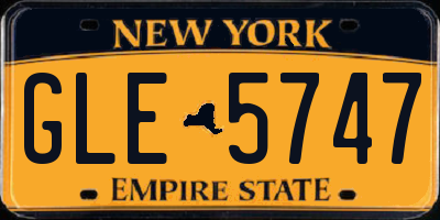 NY license plate GLE5747