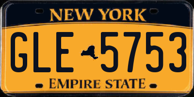 NY license plate GLE5753
