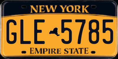 NY license plate GLE5785