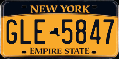 NY license plate GLE5847