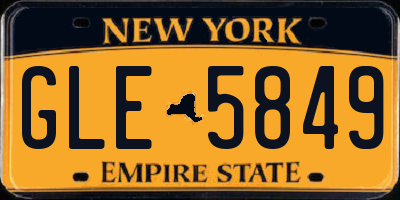 NY license plate GLE5849