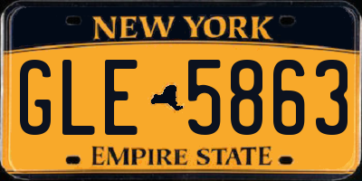 NY license plate GLE5863