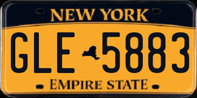 NY license plate GLE5883