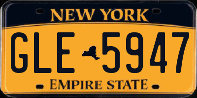 NY license plate GLE5947