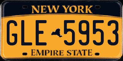 NY license plate GLE5953