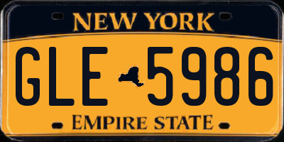 NY license plate GLE5986