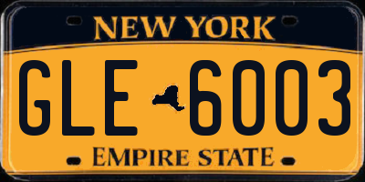 NY license plate GLE6003