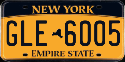 NY license plate GLE6005