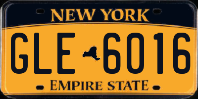 NY license plate GLE6016