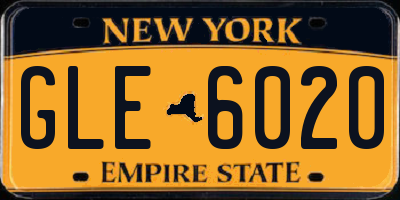 NY license plate GLE6020