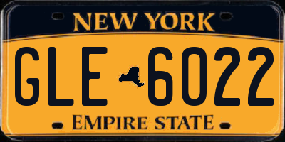 NY license plate GLE6022