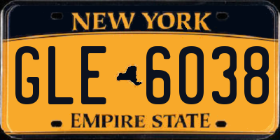 NY license plate GLE6038