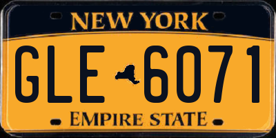 NY license plate GLE6071