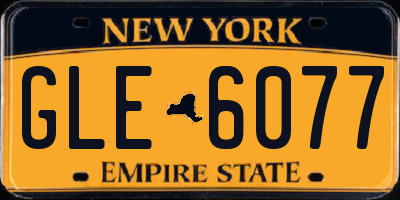 NY license plate GLE6077