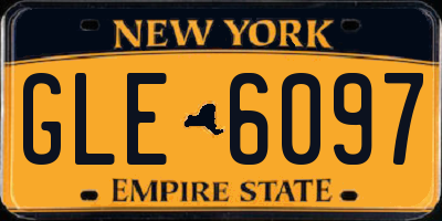 NY license plate GLE6097