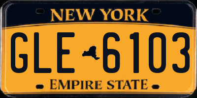 NY license plate GLE6103