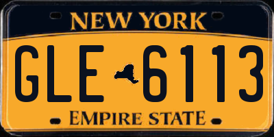 NY license plate GLE6113