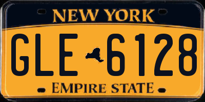 NY license plate GLE6128