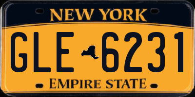 NY license plate GLE6231